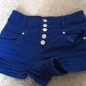 High waisted blue shorts